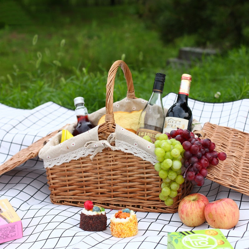 Handmade Wicker Picnic Basket - 4 Seasons Home Gadgets