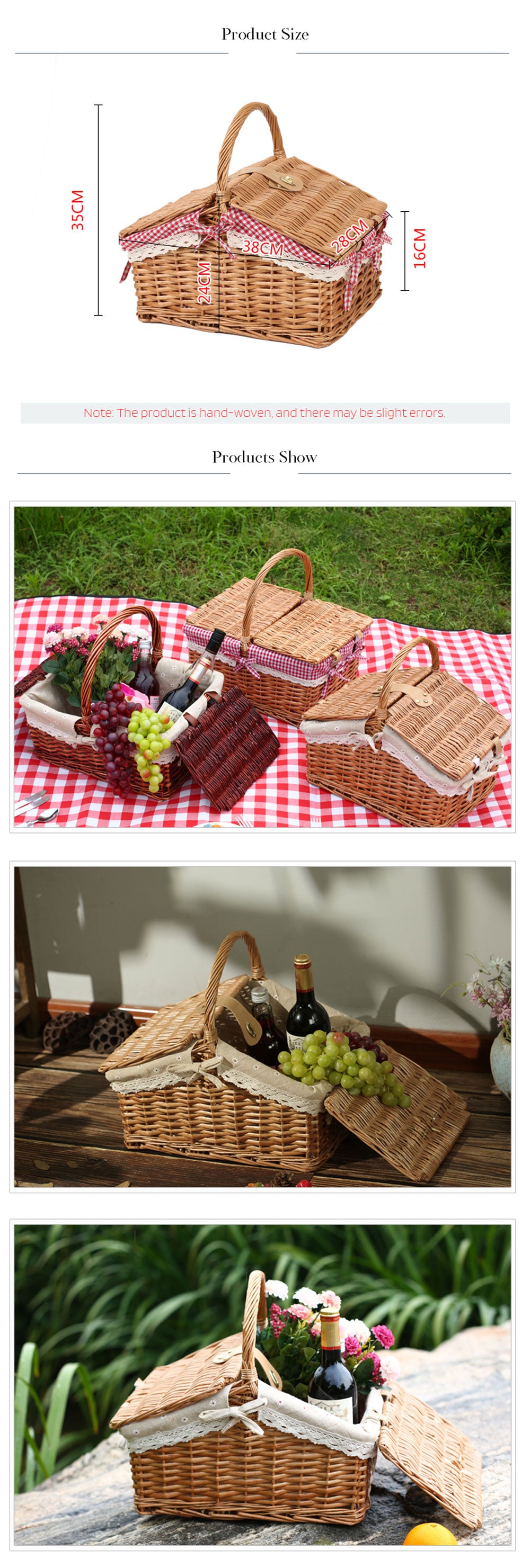 Handmade Wicker Picnic Basket - 4 Seasons Home Gadgets