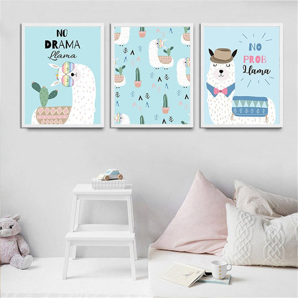 Cute Alpaca Wall Art - 4 Seasons Home Gadgets