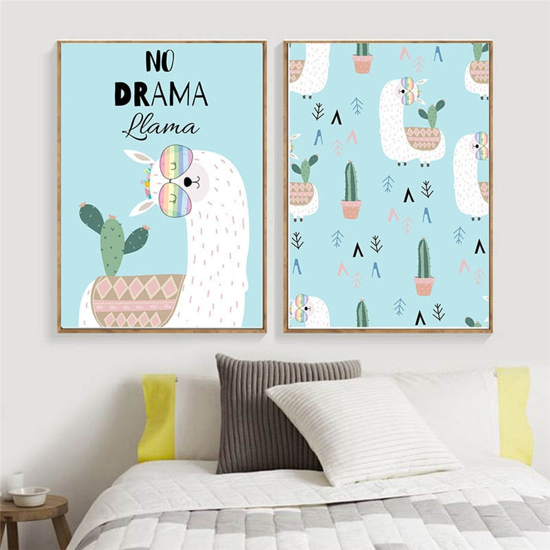 Cute Alpaca Wall Art - 4 Seasons Home Gadgets