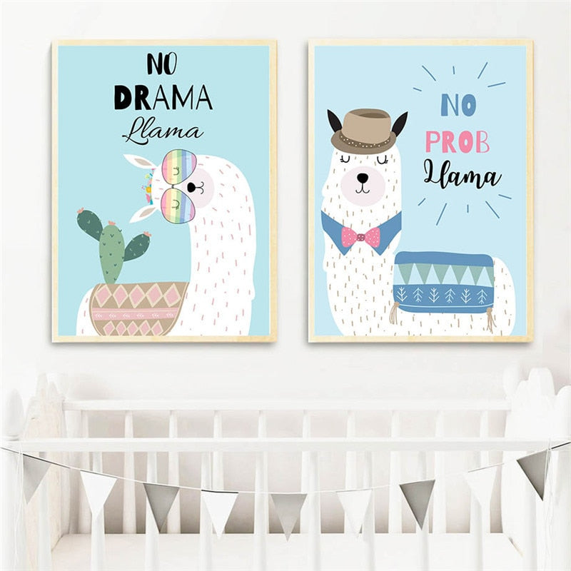 Cute Alpaca Wall Art - 4 Seasons Home Gadgets