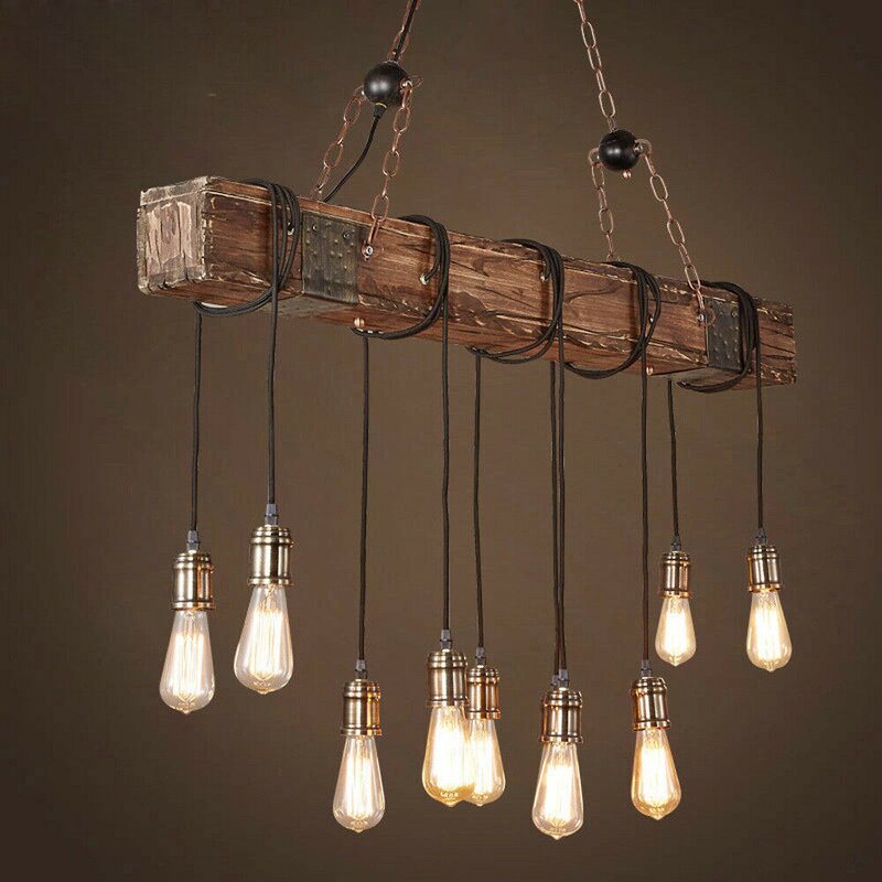 Industrial Rustic Wooden Chandelier - 4 Seasons Home Gadgets