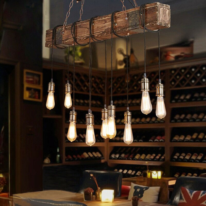 Industrial Rustic Wooden Chandelier - 4 Seasons Home Gadgets